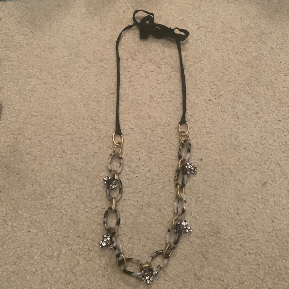 J Crew statement necklace with ribbon tie